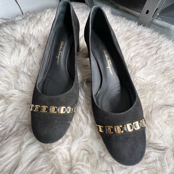 Salvatore Ferragamo Avella Suede Block Heel